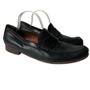Trask Mens Soft Black & Brown Leather Slip On Penny Loafers Casual Shoes sz 13
